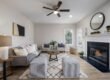 Stylishly decorated living room with fireplace and modern furniture for a cozy atmosphere